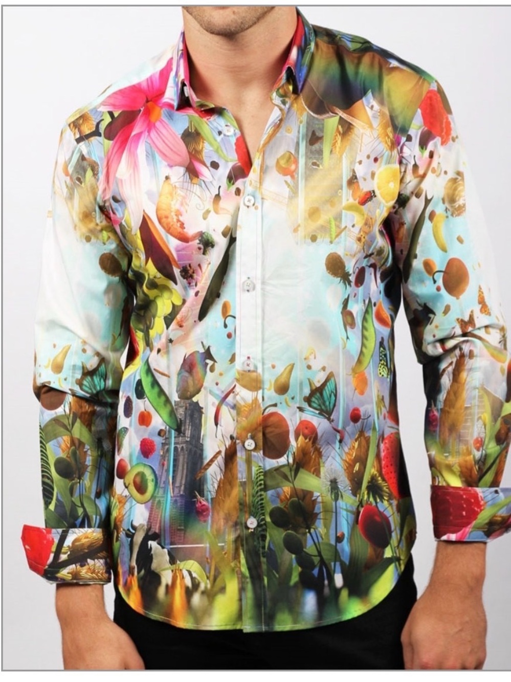 Eight X - Austere Virgil 03 -Men's Multicolor Printed Button-Down Shirt